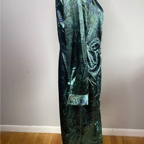 ZARA NWT SS21 WOMAN PRINTED SHIRT DRESS Color “Bottle Green” Size Large - Picture 4 of 9